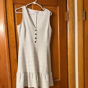 LOFT Cream Sleeveless Mini Dress with Button Accents